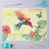 Papier Mousseline Papier de tissus Jungle Parrot et Papillon découpa (Artisanat)