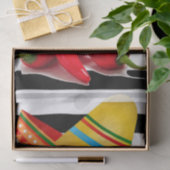 Papier Mousseline Papier de tissus Mexicains Poivrons Hot Stripe noi (Cadeau)