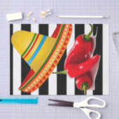 Papier Mousseline Papier de tissus Mexicains Poivrons Hot Stripe noi (Artisanat)