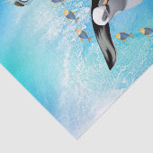 Papier Mousseline Papier de tissus Mouette Poisson Oiseau Océan Vagu (Détail)