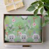 Papier Mousseline Papier de tissus Moutons verts arbres (Cadeau)