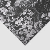 Papier Mousseline Papier de tissus NOIR ET BLANC PEACOCK (Détail)