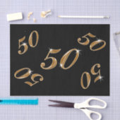 Papier Mousseline Papier de tissus noir et or 50e anniversaire (Artisanat)