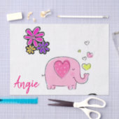 Papier Mousseline Papier de tissus Porcs roses floraux (Artisanat)