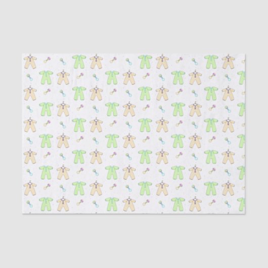 Papier Mousseline Papier de tissus pour bébé jaune et vert (Recto)