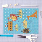 Papier Mousseline Papier de tissus Retro Femme Chien Dinning (Artisanat)