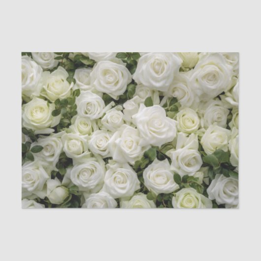 Papier Mousseline Papier de tissus Roses blanches (Recto)