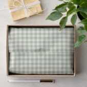 Papier Mousseline Papier de tissus Sage Green & White En vichy (Cadeau)