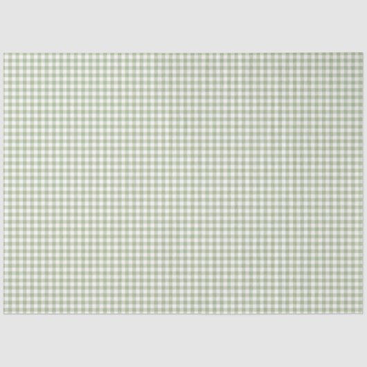 Papier Mousseline Papier de tissus Sage Green & White En vichy (Recto)