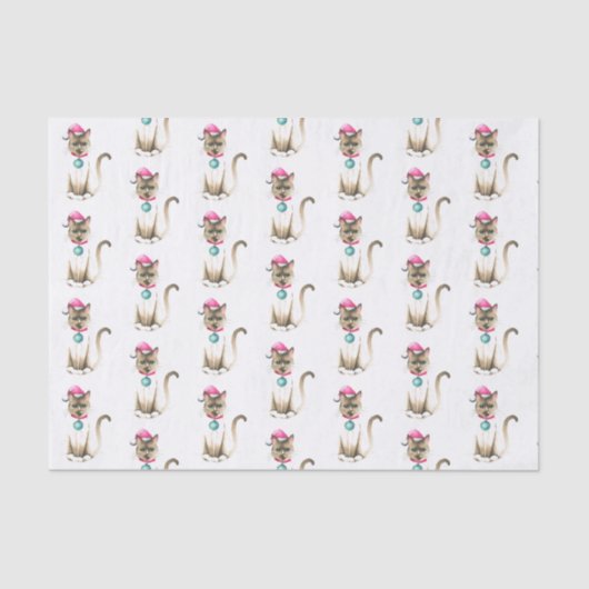 Papier Mousseline Papier de tissus Samiese Cat Christmas (Recto)