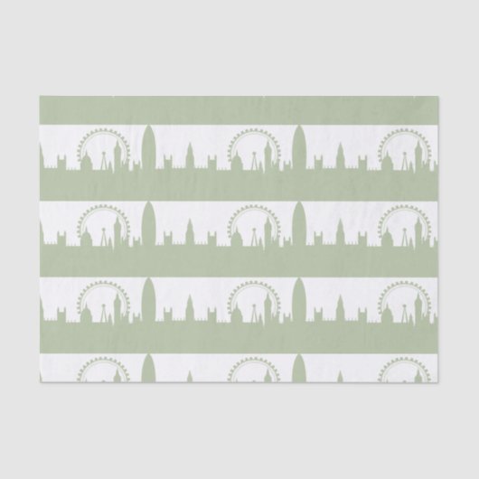 Papier Mousseline Papier de tissus Skyline Sage de Londres (Recto)