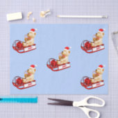 Papier Mousseline Papier de tissus Teddy Bear Sled Cadeau de Noël (Artisanat)