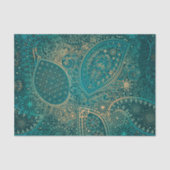 Papier Mousseline Papier de tissus turquoise ethnique (Recto)