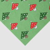 Papier Mousseline Papier de tissus vert Festif Champignons (Détail)