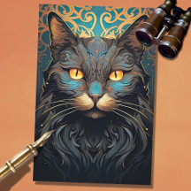 Papier décadrage Art Nouveau Chat 3