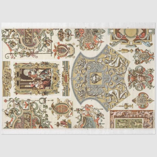 Papier Mousseline Papier décoratif de style baroque Rococo (Recto)