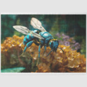 Papier Mousseline Papier Découpage abeille bleue (Recto)