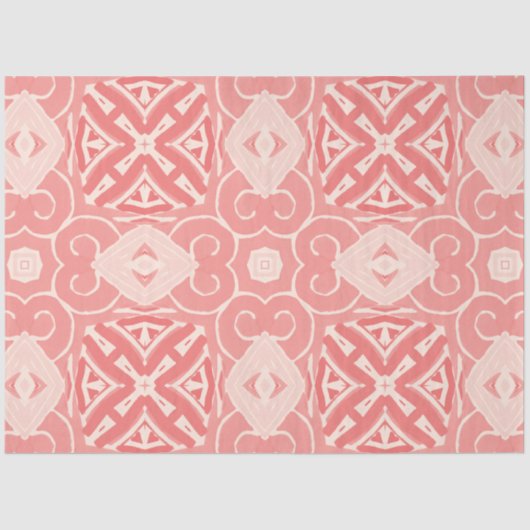Papier Mousseline Papier découpage art déco rose et crème (Recto)