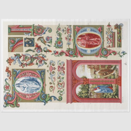 Papier Mousseline Papier découpage rouge et or (Recto)