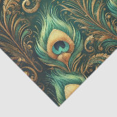 Papier Mousseline Papier Découpage vert et or Peacock Feathers (Détail)