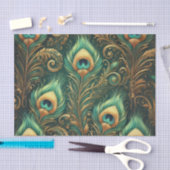 Papier Mousseline Papier Découpage vert et or Peacock Feathers (Artisanat)