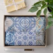 Papier Mousseline Papier en tissu à carreaux bleus (Cadeau)