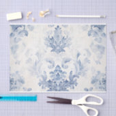 Papier Mousseline Papier en tissu bleu clair Damas (Artisanat)