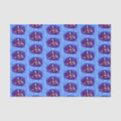 Papier Mousseline Papier en tissu bleu père Noël Bat décalé (Recto)