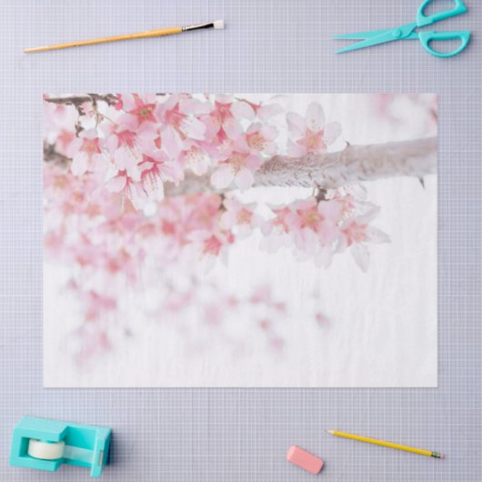 PAPIER MOUSSELINE PAPIER EN TISSU : CHERRY BLOSSOM (Artisanat)