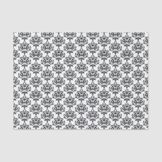 Papier Mousseline Papier en tissu Damas noir et blanc (Recto)