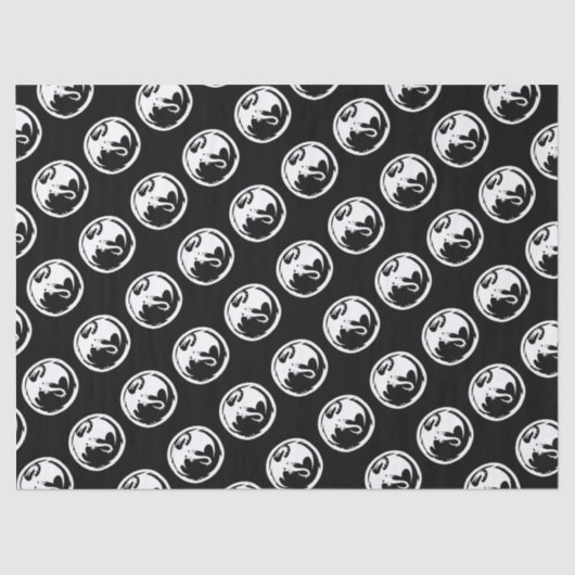 Papier Mousseline Papier en tissu noir de Dragon blanc moyen (Recto)