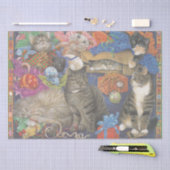 PAPIER MOUSSELINE PAPIER EN TISSU PEINT CAT (Artisanat)