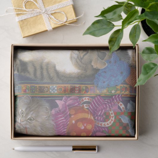 PAPIER MOUSSELINE PAPIER EN TISSU PEINT CAT (Cadeau)