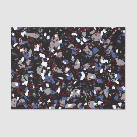 Papier Mousseline Papier en tissu Terrazzo noir (Recto)