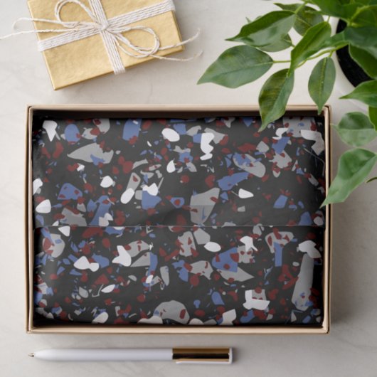 Papier Mousseline Papier en tissu Terrazzo noir (Cadeau)