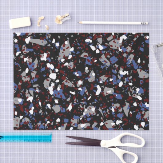 Papier Mousseline Papier en tissu Terrazzo noir (Artisanat)