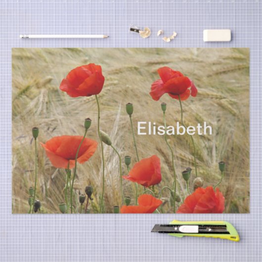 Papier Mousseline papier fleur d'été rouge (Artisanat)