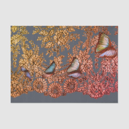 PAPIER MOUSSELINE PAPIER GRAS EN TISSU MOTIF DE LACE ANTIQUE (Recto)