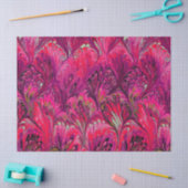 PAPIER MOUSSELINE PAPIER MARBÉ, MOTIF PINK PEACOCK ABSTRAIT (Artisanat)