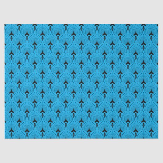 Papier Mousseline Papier motif art déco noir et bleu (Recto)