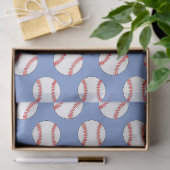Papier Mousseline Papier motif de base-ball bleu (Cadeau)