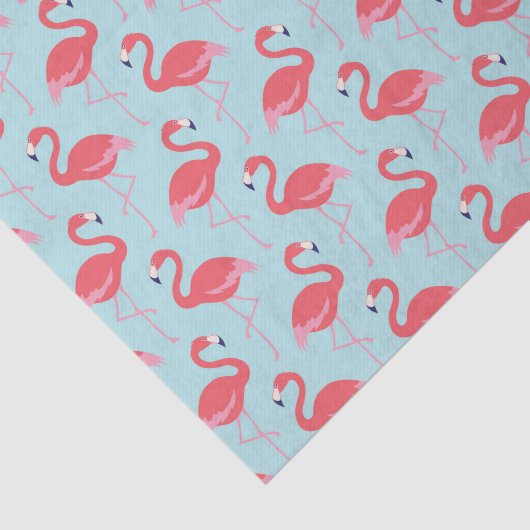 Papier Mousseline Papier motif rose flamingo bleu (Détail)