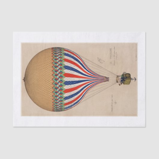 PAPIER MOUSSELINE PAPIER MOUSSELINE: BALON FRANÇAIS À THÈME DRAPEAU (Recto)