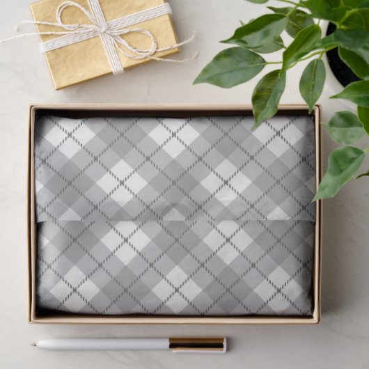 Papier Mousseline Papier papier En vichy gris (Cadeau)