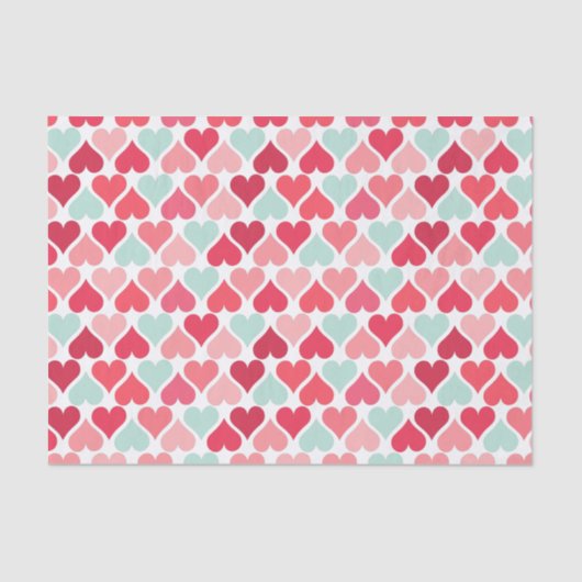 Papier Mousseline Papier papier Motif rose et menthe vert Hearts (Recto)