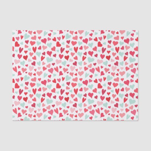 Papier Mousseline Papier papier Motif rose et menthe vert Hearts (Recto)