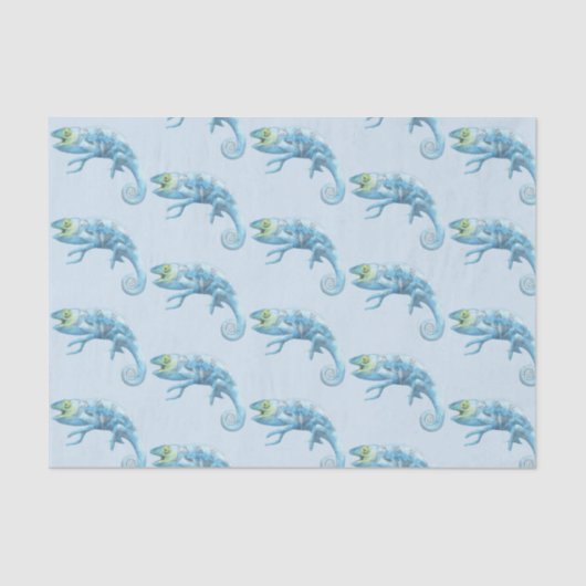 Papier Mousseline Papier papier papier Motif Chameleon bleu (Recto)