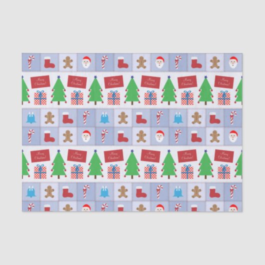 Papier Mousseline Papier papier papier papier Motif de Noël bleu (Recto)