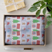 Papier Mousseline Papier papier papier papier Motif de Noël bleu (Cadeau)