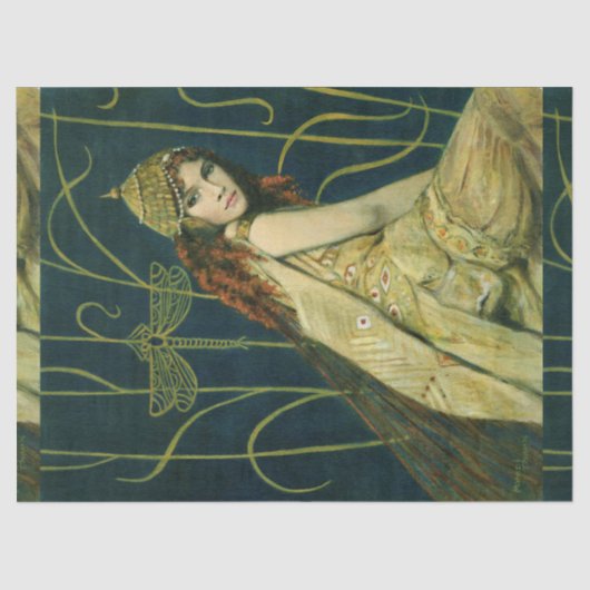 Papier Mousseline Papier papier papier tissu nymphe Art nouveau vint (Recto)